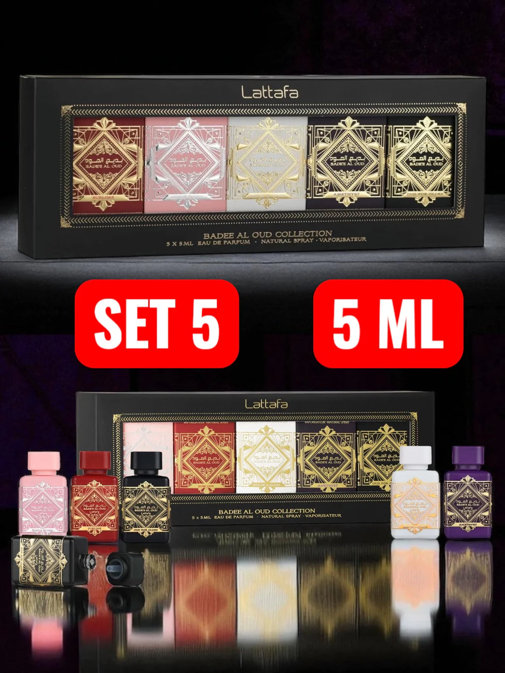 Set Bade'e Al Oud de Lattafa 5 x 5 ml – set de mini perfumes unisex – vista 2